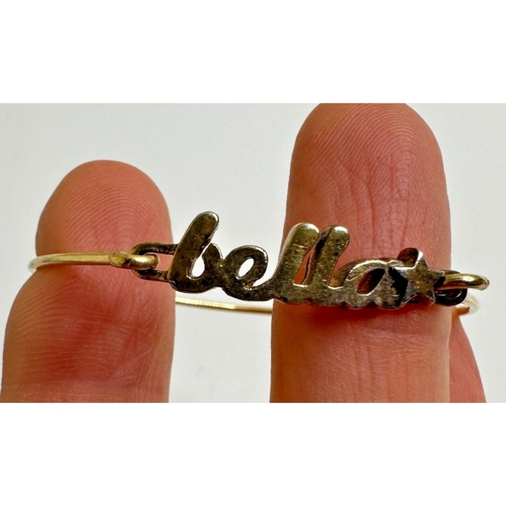 Bella Name Bangle Childs Bracelet 2 Tone Star Wire Signed JE